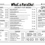 what a paratha menu